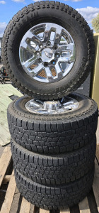 (4) Open Range All Terrain Kazama Tires w/ Chevrolet Wheels (& Hub Caps) for Each & Set of Lug Nuts - LT275/70R18