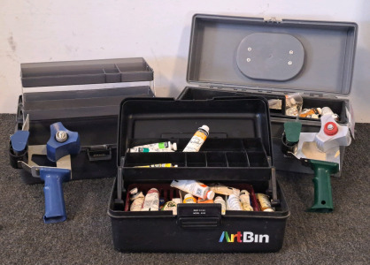 ArtBins with various colors and brands of oil paint