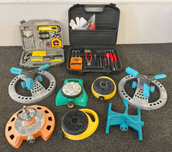 (2) Tool Kits, (7) Hose Sprinkler Attatchments