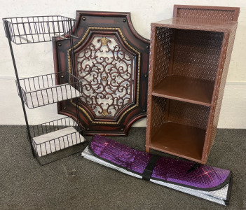 Wicker Side Table, Hanging Piece, Storage Rack & Car Sun Visor