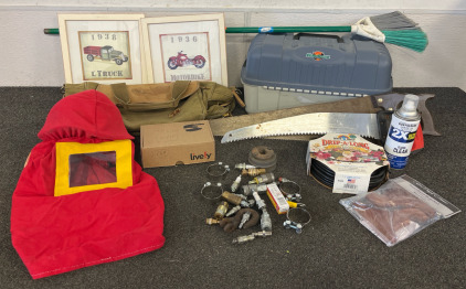 Tackle Box, Duffel Bag, Saws & Other Small Tools & Parts, Sandblasting Hood & More