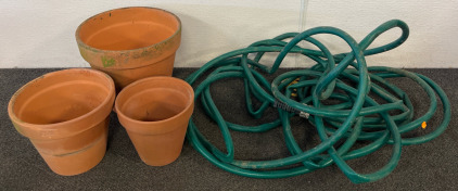 3 Gardening Pots, Garden Hose