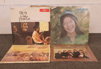 Box of Vinyl Records- Includ8ng Willie Nelson And A Signed HoneyTree Album