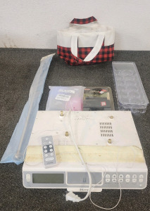 iHome iH36 Under Kitchen Cabinet: FM Radio Weather Band Tuner iPod Stereo, Plastic Egg Carton, Pill Organizer, Truevue Golf Scope, Towel Bar, And A Basket.