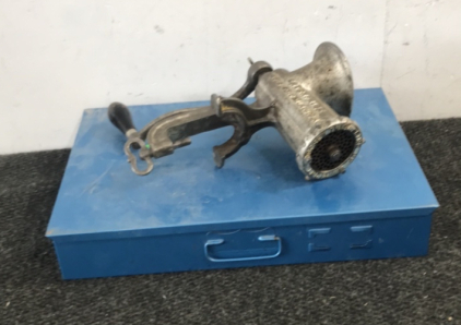 Antique Meat Grinder, 24 Compartment Case
