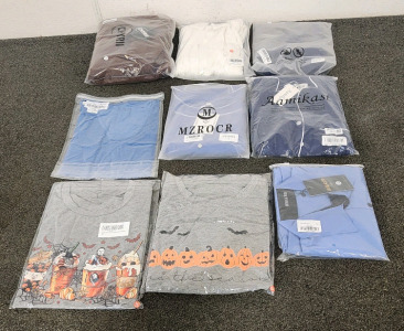 Women's Clothing In Various Sizes, Including Sweaters, TShirts, And Pajamas