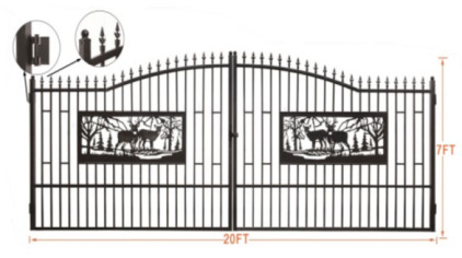 20 Ft Bi-Parting Wrought Iron Gate
