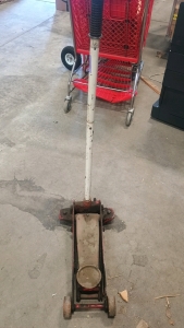 (1) Heavy Duty Floor Jack - Red & White Steel Body