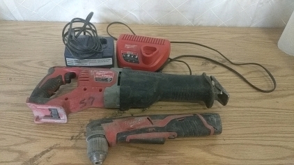 Milwaukee Sawzall-No Battery and Milwaukee 3/8" Right Angle Drill with Battery Charger