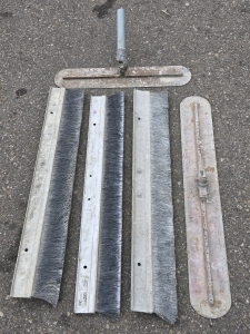 Large Concrete Finishing Tools: (3) Long Brushes - 36"L, (1) Scraper - 36"L, (1) Scraper - 24"L