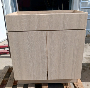 (1) Light Wood Cabinet Base w/ Simpson Strong-Tie Hardware & Adjustable Shelves - 33"x25"x35" - $400 Retail
