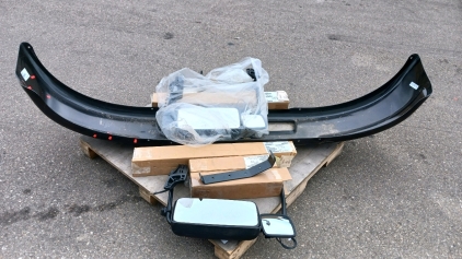 (8) Kenworth Truck Parts - (2) Bumper Brackets (2) Bumper Supports (3) Long View Mirrors (1) Bumper