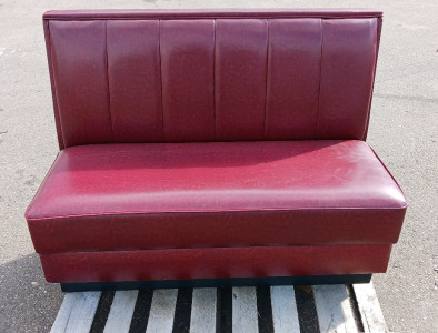 (1) Red Marble Vinyl Restaurant Booth