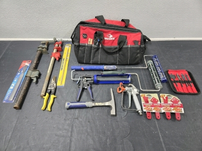 Assorted Hand Tools w/ Medium Size Husky Carry Bag