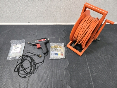 Long Extension Cable w/ Reel & Sears Craftsman Hit Glue Gun w/ Bags of Glue Sticks