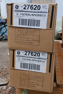 (2) Boxes of GE Fluorescent Lamps - F32T8/XL/SPX35/ECO - 32W - 3500K - 36/Box
