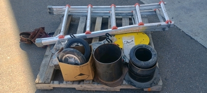 (11) Utility Lot - Extension Ladder Tool Belt Rubber Mounts & Metal Pipe Fittings