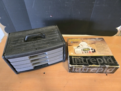 Horizon Marine Electronics Intepid 25-Watt VHF/FM Transceiver & Portable Tool Storage Box w/ Drawers - 15&frac14;"L x 10"D x 8&frac12;"
