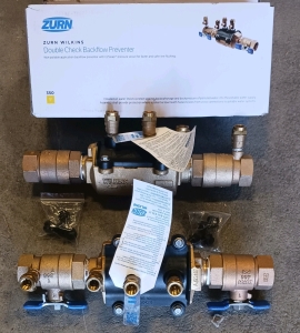 (2) Zurn Wilkins Double Check Backflow Preventers - 1"