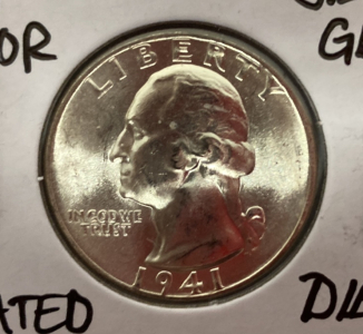 1941 MS67 Mint Error Silver Quarter