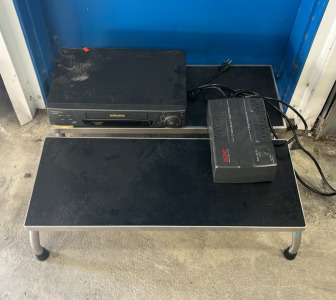 (1) Panasonic AG-2560 HI-FI Stereo 6-Head VHS SQPB (1) APC Back-Ups ES 350 (2) 30&rdquo;x12&rdquo;x8&rdquo; Step Stool