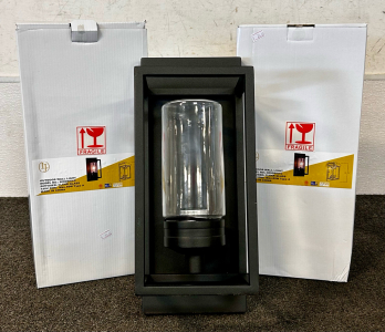 (2) LJ Outdoor Wall Light Fixtures With Clear Glass