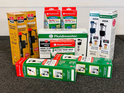 Plumbing/ Toilet Essentials Including: Fluidmaster Toilet Fill Valves and Toilet Seal Ring