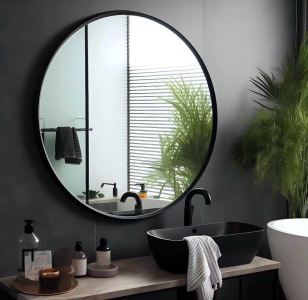 Kohler Essential Round Mirror (Matte Black Border)