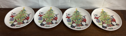(4) Christmas Themed Gnome Plates