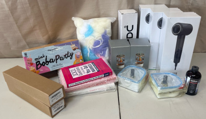 NEW Amazon Self Care Lot Including (3) High Speed Hair Dryers, Makeup Brush Cleaners, Hygiene Products, Books & More