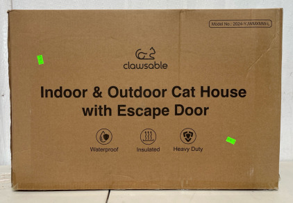 NEW In Box Amazon Clawsable Indoor & Outdoor Cat House With Escape Door