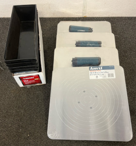 (2) 14&rdquo; Welded Mud Pans, (4) 14&rdquo; Plastic Mud Pans & (5) Anvil Aluminum Hawks 12-1/2&rdquo;x12-1/2&rdquo;