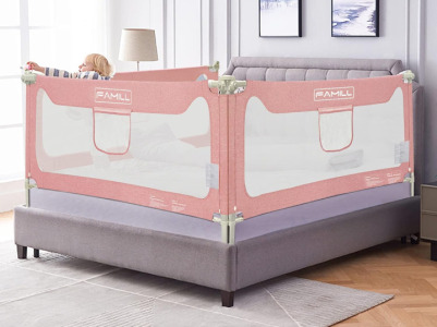 (2) New FAMILL Bed Rail for Toddlers Toddler Bed Rail Full Size Bed Rails, Pink 1 Piece 54in