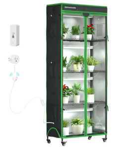 New Amazon Indoor Greenhouse Growth Tent 35.8" Lx17.8 Wx71.8 H with 3-Color T8 Plant Growth Light, 5-Layer Heavy-Duty Metal Plant Rack, Smart Timing Plug and thermohygrometer
