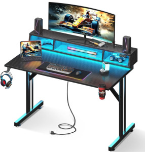 New Amazon MOTPK 40 inch Gaming Desk with LED Lights & Power Outlets