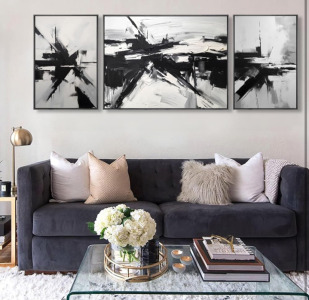 New Amazon (2) Sets Of Wall Art 3 Pieces Modern Wall Art Canvas Printing Black and White Abstract Artwork 24"x63"