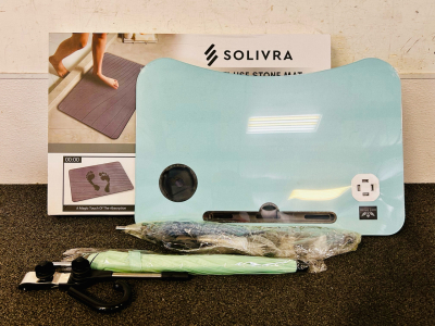 (2) Stroller Parasol Umbrellas, Lap Desk Laptop Table, and Solivra Stone Mat