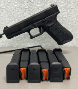 Glock Model 17 Gen 5 9mm Caliber, Semi Automatic Pistol In Original Hardcase W/ 5 Extra Magazines And Kydex Holster