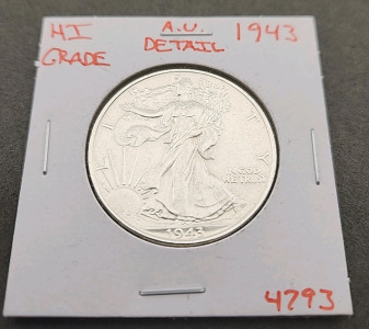 1943 WALKING LIBERTY SILVER HALF DOLLAR HI GRADE U.S. MINT RARE COIN