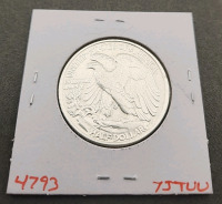 1943 WALKING LIBERTY SILVER HALF DOLLAR HI GRADE U.S. MINT RARE COIN - 2