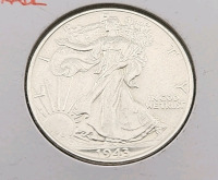 1943 WALKING LIBERTY SILVER HALF DOLLAR HI GRADE U.S. MINT RARE COIN - 3