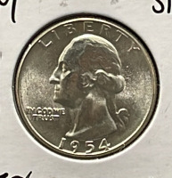 1954 MS66 Gem Silver Washington Quarter Coin (Carded) - 2
