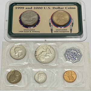 (1) Set Of 5 US Mint-Philadelphia 1959 Uncirculated Coin Collection, (1) Set Of 2 US Dollar Coins Dated 1999 & 2000
