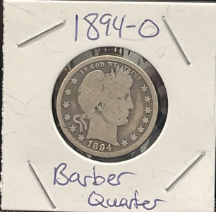 1894-O Barber Quarter Coin (Carded)