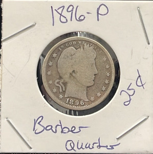 1896-P Barber Quarter Coin (Carded)