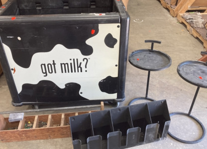 Got Milk? Cart - Wall Hung Organizers - (2) Small Tables - Water Cooler