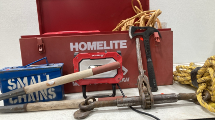 Homelite Toolbox - Estwing Hatchet - Rope - Extensiok Cord - Small Chains & More!