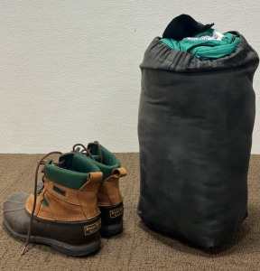 (1) MoonStone Sleeping Bag (1) Pair of L.L. Bean Boots