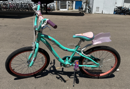 (1) 20&rdquo; Schwinn Blue And Flower Patterned Kids Bike