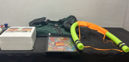 (1) 18 Pack Acoustic Panels (1) Leisure Duffel Bag (1) Marvel Comics Framed Image (1) Pool Float
